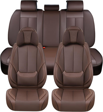 Coverado Seat Covers Full Set, Black Seat Covers for Cars 5 Seats, Car Seat Protector, Waterproof Nappa Leather Car Seat Cushion, Front and Rear Car Seat Cover Fit for Most Sedans SUV Pick-up Truck - Colors A
