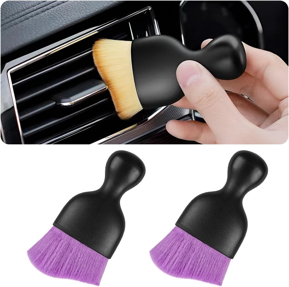 Blilo Car Interior Detailing Brush, Auto Soft Hair Cleaning Brushes, Curved Dirt Dust Collectors, Removal Tool for Dashboard Air Conditioner Vents Leather, Scratch Free (Black/1PCS)