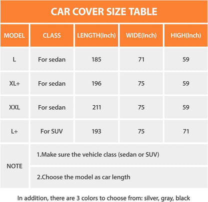 6 Layers Car Cover Waterproof All Weather Car Cover Waterproof All Weather, Outdoor Full Exterior Cover Rain Sun UV Snowproof Protection with Zipper Cotton for SUV (185-190inch)