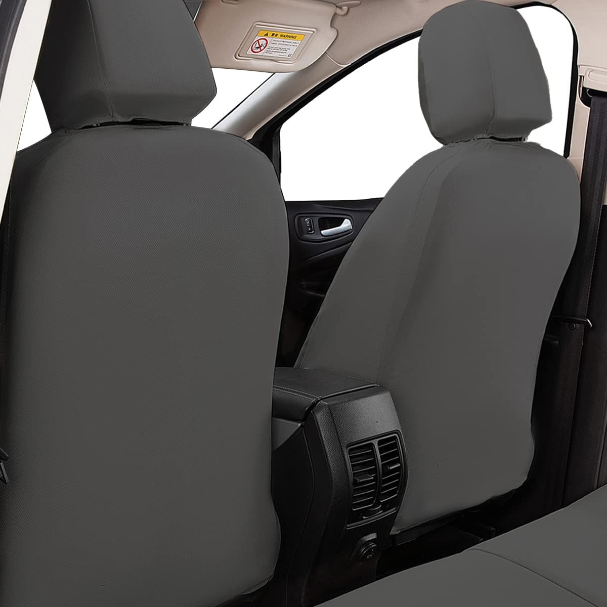 Flying Banner Carbon Fiber Leather Vehicle Seat Covers, Leopard Gray Black, Universal Fit - 8PCS