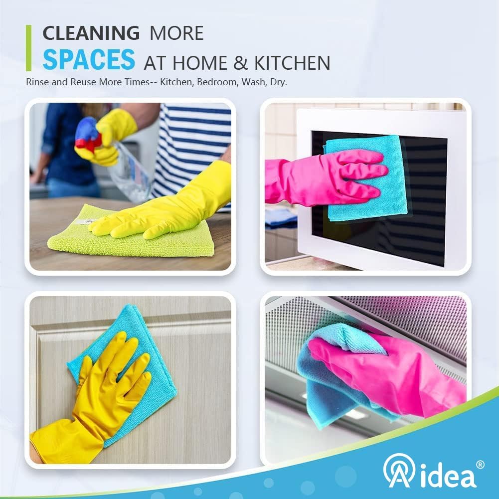 AIDEA Microfiber Cleaning Cloth-12PK, Soft Microfiber Towels for Cars, Absorbent Cleaning Rags, Lint-Free Streak-Free Wash Cloths for House, Kitchen, Window(12in.x12in), Black