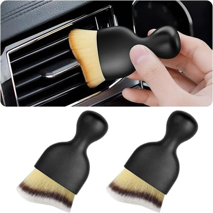 Blilo Car Interior Detailing Brush, Auto Soft Hair Cleaning Brushes, Curved Dirt Dust Collectors, Removal Tool for Dashboard Air Conditioner Vents Leather, Scratch Free (Black/1PCS)