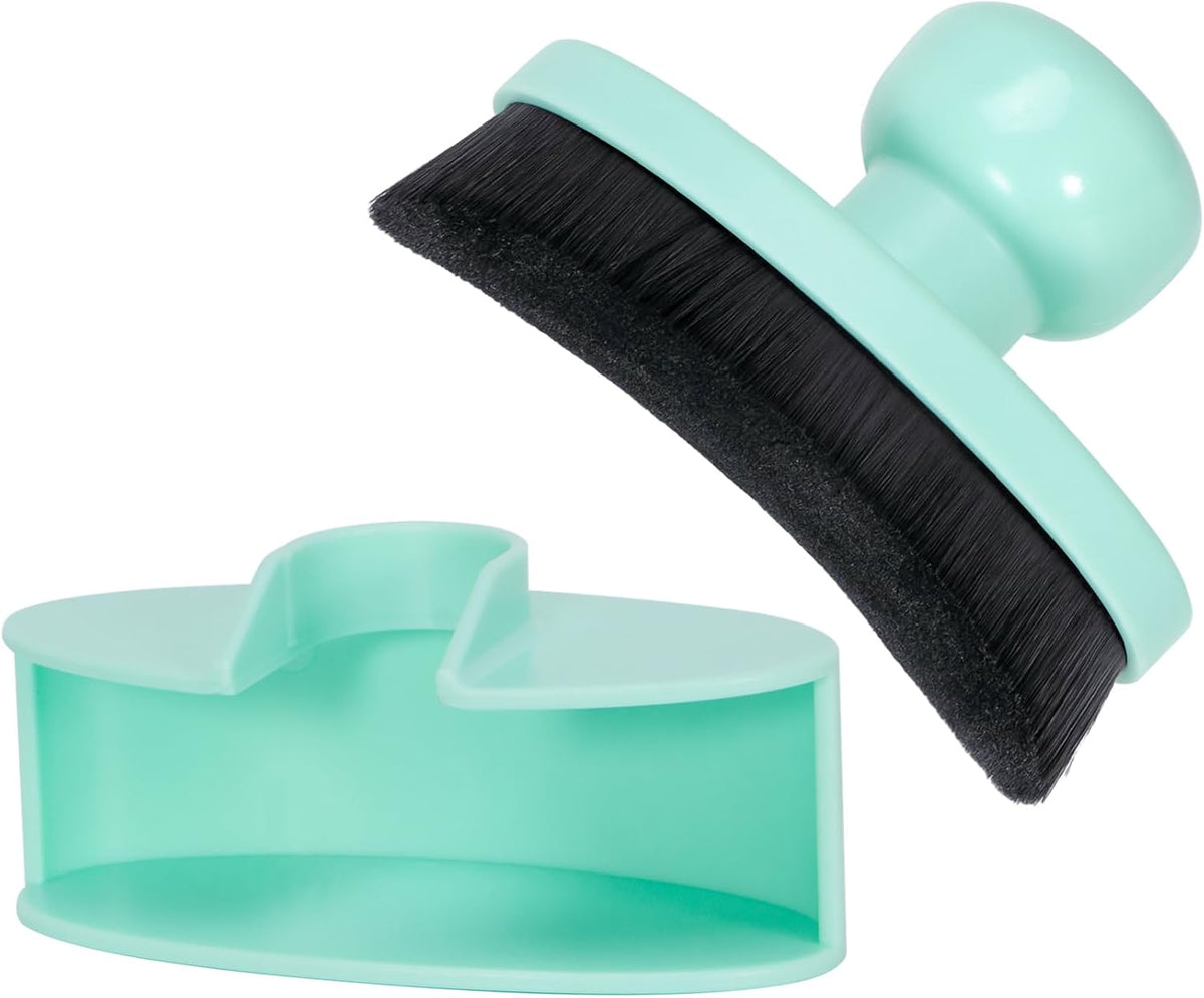 Yoseng Tire Shine Brush - Curved Brush Head & Large 3.8'' Tire Dressing Applicator with Storage Stand for Automotive Detailing, Car Enthusiasts, DIY Users (Vegan, Washable, Black)