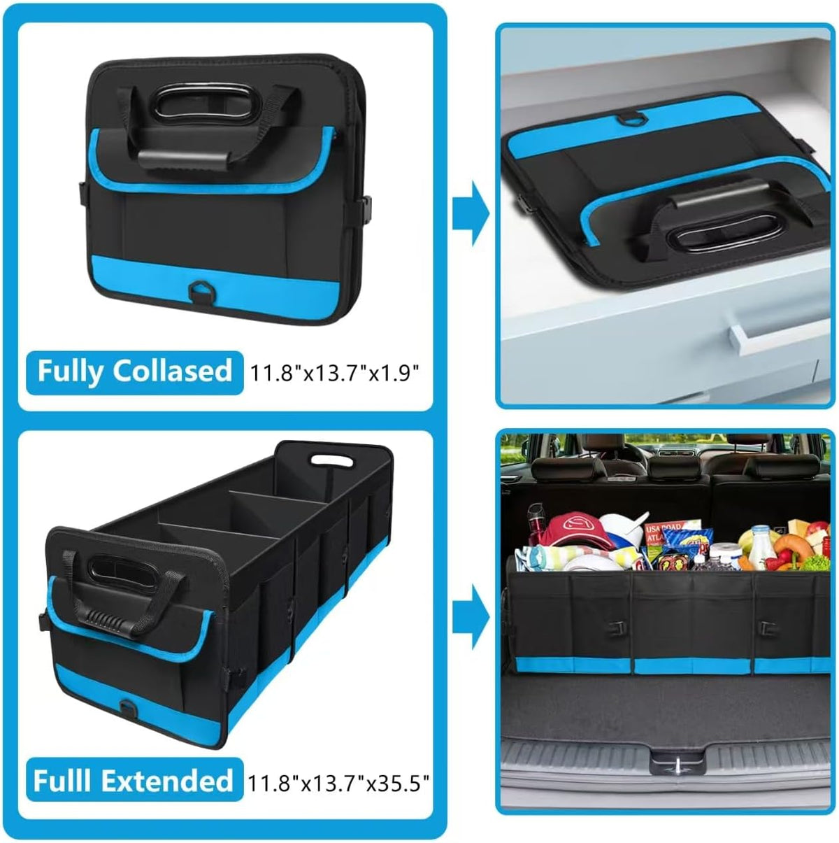AOPHY Trunk Organizer for Car, 95L Large Capacity Trunk Storage with Non-Slip Bottom Strips, Cargo Organizer for Suv, Truck, Sedan, Waterproof Portable Car Organizers for Women Men(Pink)