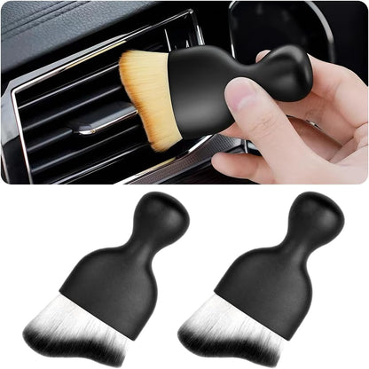 Blilo Car Interior Detailing Brush, Auto Soft Hair Cleaning Brushes, Curved Dirt Dust Collectors, Removal Tool for Dashboard Air Conditioner Vents Leather, Scratch Free (Black/1PCS)