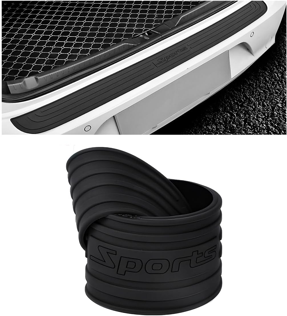 Car Rear Bumper Protector Guard, Anti-Scratch Auto Trunk Door Entry Protection Strip, Non-Slip Rubber Bumper Protective Cover Guard for Most Cars Trucks SUVs (Black, 41")