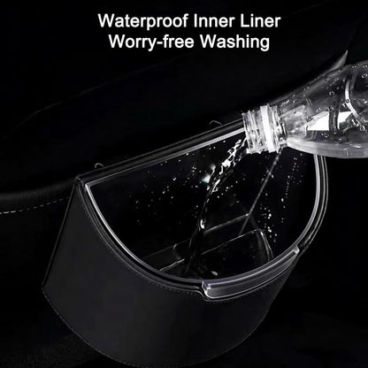 Leakproof Car Trash Can, Car Trash Bin with Removable Liner, Waterproof Automotive Garbage Can for Car Door, Seat Back, Console, Multipurpose Organizer for Vehicle Home Office (Black)