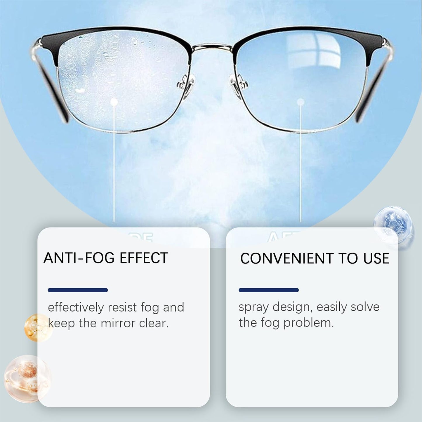 JoanofArc Anti-Fog Spray for Glasses, Lens Cleaner Spray, Prevents Fog on Goggles, Masks, Swim & Ski Goggles, Mirrors & Windshields, Improve Visibility, 20ml Travel Size(0.68 fl oz Each)