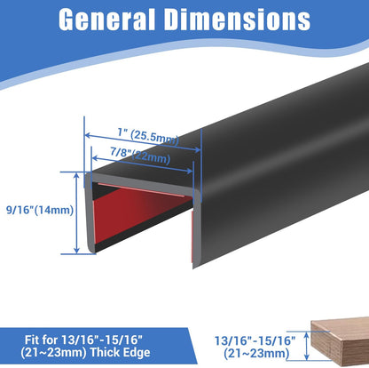 Rubber Edge Trim, Self-Adhesive Rubber Edge Trim, Edge Protector for Sheet Metal, EPDM Material, Fit 1/16"(1.0mm), Length 10Ft, Black Color, U Channel Edge Trim - Colors A