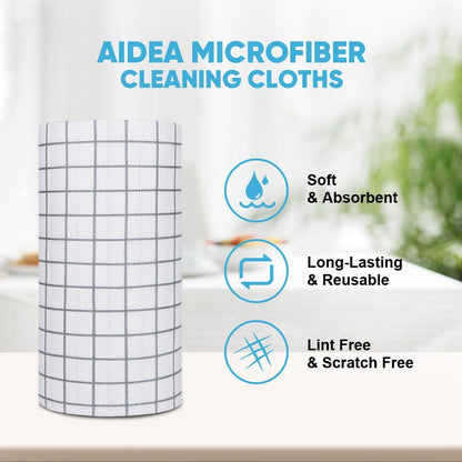 AIDEA Microfiber Cleaning Cloth Roll, Grey 75PK, Reusable Paper Towels Tear Away Cloth, Microfiber Towels for Cars, Wash Cloths, Lint Free Rags for House, Kitchen,Window,Cleaning Supplies 11.5"×11.5"