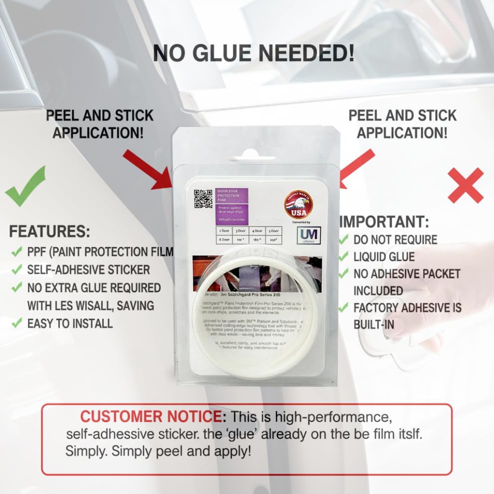 4 Door Edge Upromax Paint Protection Film PPF 8mil Precut Strips, Universal Fit Clear Tape Door Seal, Car Accessories Car Cover, Scotch Guard, Clear Tape, Door Protector, SUV