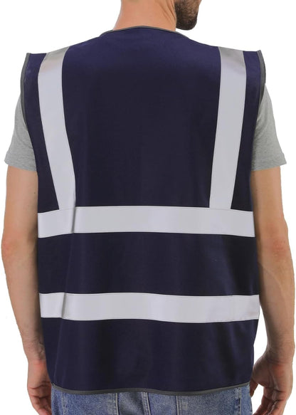 Dib Safety Reflective Safety Vest for Men Women, High Visibility Vest with Pockets and Zipper, ANSI Class 2