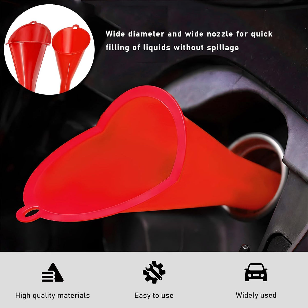 DXNQ Oil Funnel, Automotive Multi-Function Plastic Fuel Funnel with Long Neck, Universal Engine Oil Funnel for Filling Oils Gas Lubricants and Fluids, Car Accessories (Black)