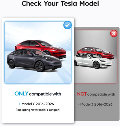 Wigoo Tesla New Model Y Accessories Windshield Sunshade [OEM Design, 100% Sun Blockage] Foldable Heat Insulation Sunshade with Storage Bag, for Model Y 2020~2026 (Juniper), Silver Coating - Colors B
