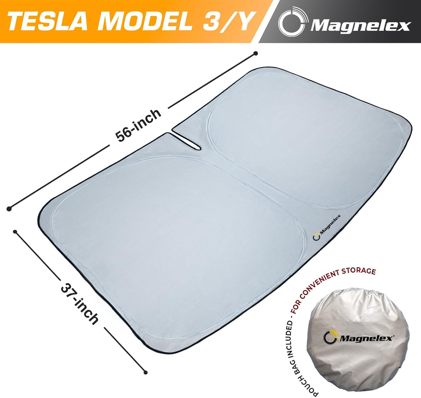 Magnelex Car Windshield Sunshade – Double-Layer Design for 2X Heat Blocking, Blocks UV Rays, Foldable Sun Shade for Cars, Trucks & SUVs, Keeps Interior Cooler, Medium (59 x 31 in)