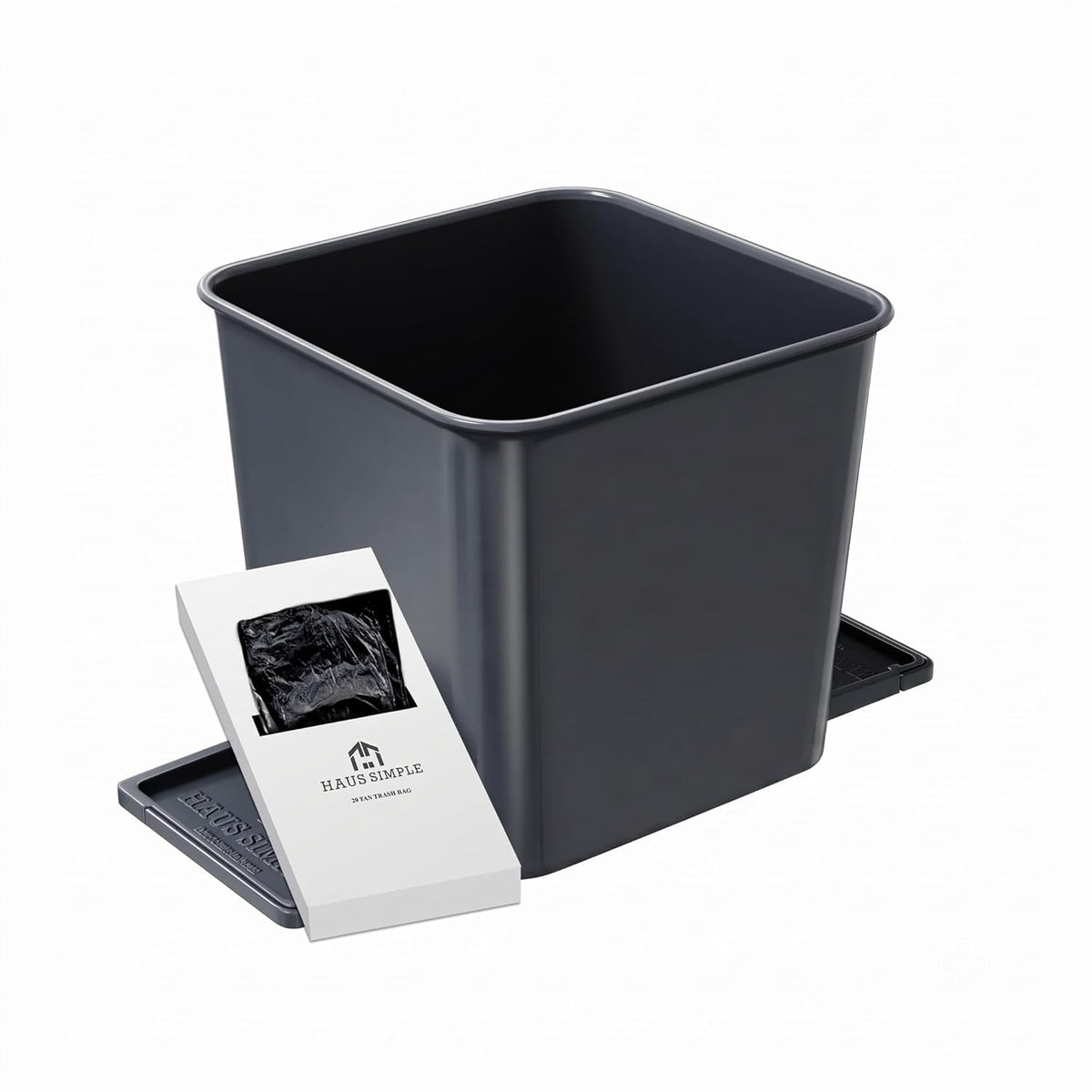 Car Trash Can with Stability Wings – Leakproof Portable Garbage Bin for Fabric & Rubber Mats – Compact Durable Plastic Auto Organizer for Cars, SUVs, Trucks (Black, Large)