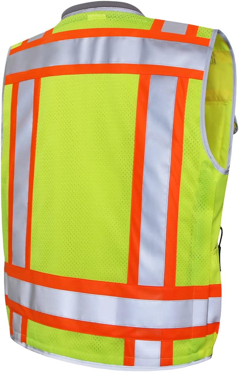 Dib Safety Reflective Mesh Vest ANSI Class 3, High Visibility with Pockets and Zipper, Made with 3M Reflective Tape, Yellow XL