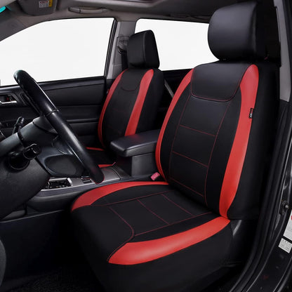 Flying Banner Carbon Fiber Leather Vehicle Seat Covers, Leopard Gray Black, Universal Fit - 8PCS