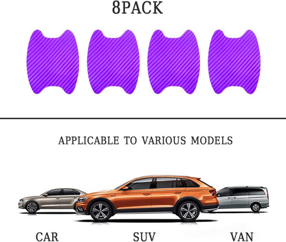 4PCS Sticker, Carbon Fiber Anti-Scratches Car Door Cup Protector, Non-Marking Auto Door Handle Protective Film, Universal for Most Car Handles (Black/4PCS)