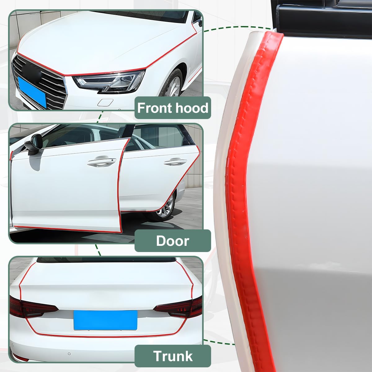 Osilly Car Door Edge Guards, 16Ft Rubber Seal Car Door Edge Trim, U Shape Door Edge Protector Guard, Aluminum Weather Proofing Automotive Door Edge Molding Protection for Most Car (Black)