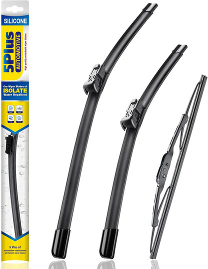 5 PLUS® Silicone Windshield Wipers Replacement for 2007-2014 Ford edge, 2007-2015 Lincoln MKX Wiper Blades(Set of 3),Automotive Replacement Windshield Wiper Blades For My Car-26"/20"/14" - Colors B