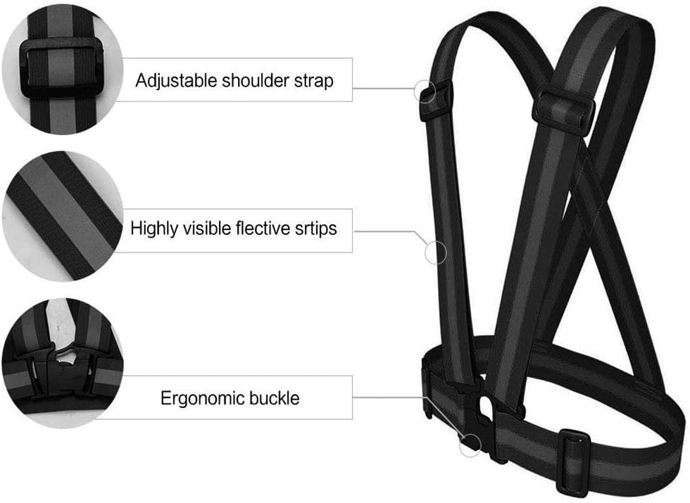 Chiwo Reflective Vest Running Gear 2Pack, High Visibility Adjustable Safety Ves for Night Cycling,Hiking, Jogging,Dog Walking