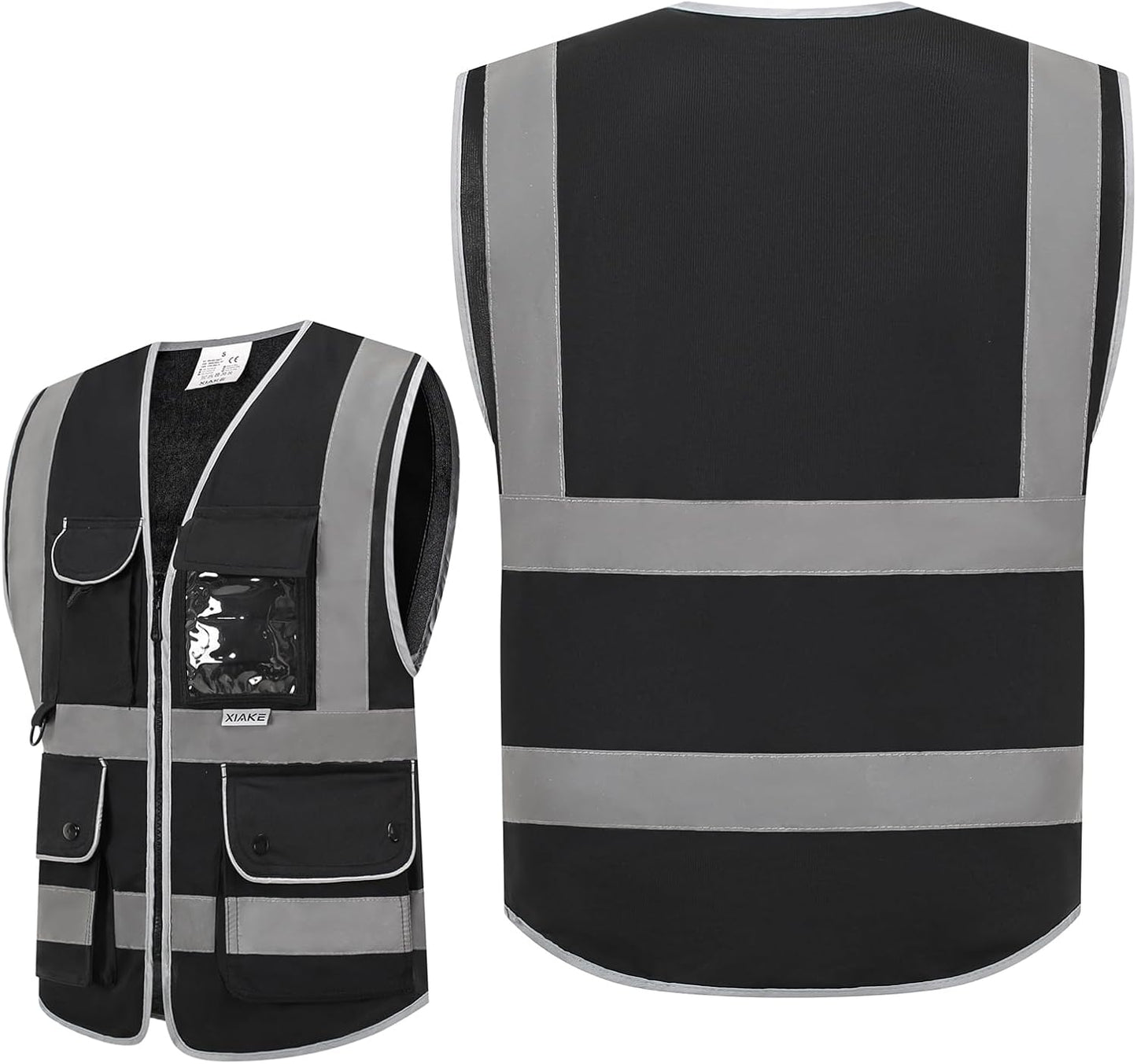 XIAKE Reflective Safety Vest for Men & Women High Visibility Class 2 Vest with Pockets Meets ANSI Standards