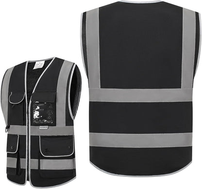 XIAKE Reflective Safety Vest for Men & Women High Visibility Class 2 Vest with Pockets Meets ANSI Standards