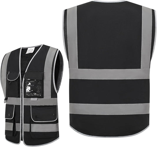 XIAKE Reflective Safety Vest for Men & Women High Visibility Class 2 Vest with Pockets Meets ANSI Standards