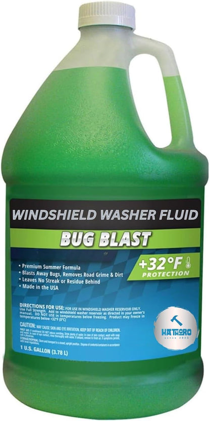 (6 Gallons) Bug Blast Windshield Washer Fluid - Premium Summer Formula, +32°F Protection | Removes Bugs and Road Grime - 6 Jugs of 1 Gallon