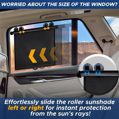 EcoNour Car Side Window Sun Shade (2 Pack) | Retractable Roller Sunshade for Kids | Baby Car Window Shades for UV and Sun Glare Protection | Baby Travel Accessories (15"x17")