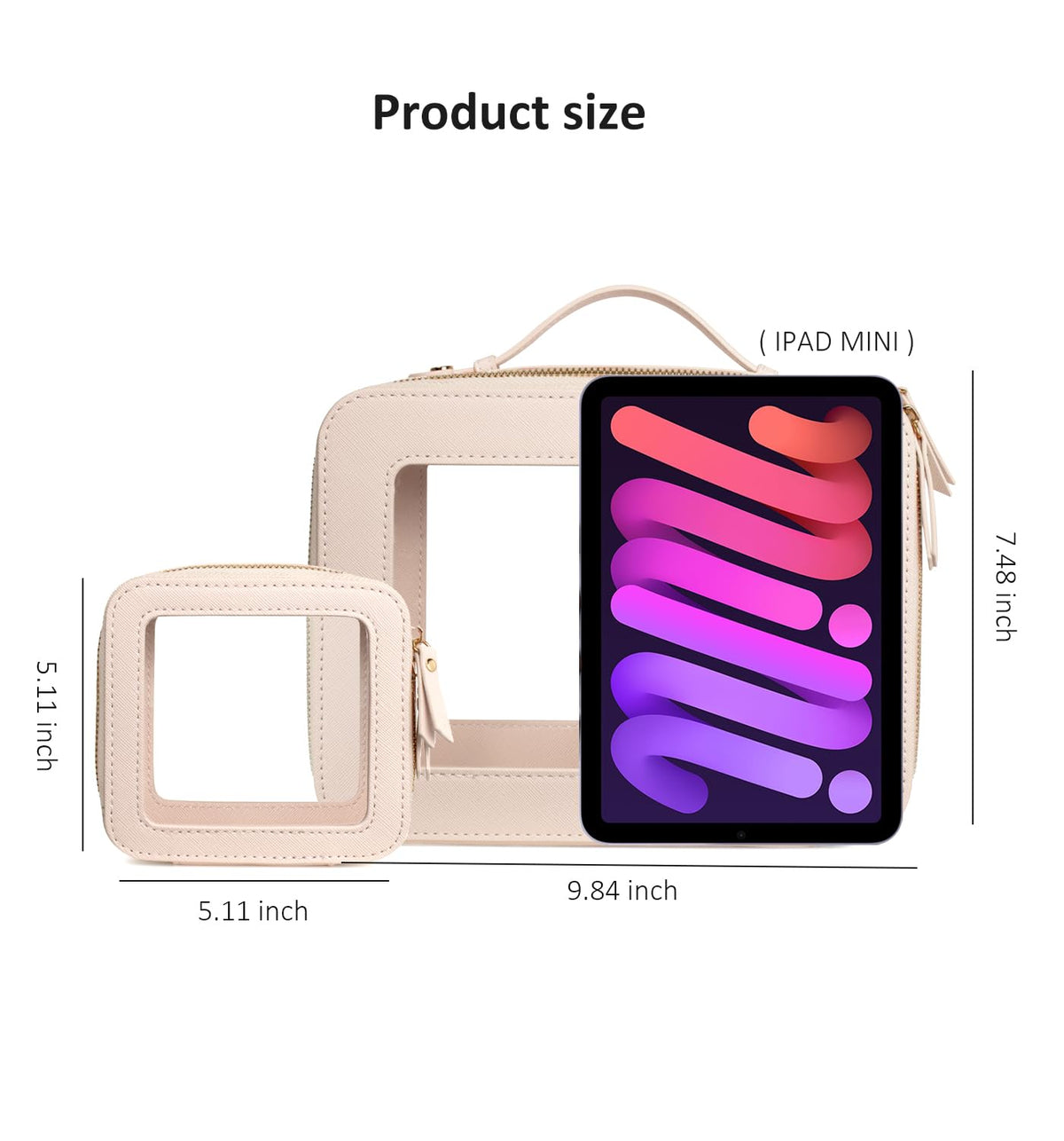 LETGO Clear Makeup Bags, TSA Approved Toiletry Bag with Zipper, Clear Makeup Organizer Fit Carry-on Travel Essentials,Clear Cosmetic Bags for Women Men (C-Beige)