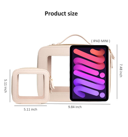 LETGO Clear Makeup Bags, TSA Approved Toiletry Bag with Zipper, Clear Makeup Organizer Fit Carry-on Travel Essentials,Clear Cosmetic Bags for Women Men (C-Beige)