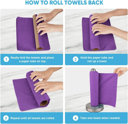AIDEA Microfiber Cleaning Cloth Roll, Grey 75PK, Reusable Paper Towels Tear Away Cloth, Microfiber Towels for Cars, Wash Cloths, Lint Free Rags for House, Kitchen,Window,Cleaning Supplies 11.5"×11.5"