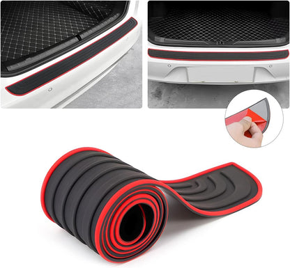 Car Rear Bumper Protector Guard, Anti-Scratch Abrasion Rubber Trunk Door Entry Sill Guard, Non-Slip Vehicle Trim Cover Protection Strip, Car Accessories for Most Cars and SUV (Black/Red/35.4" x2.7)