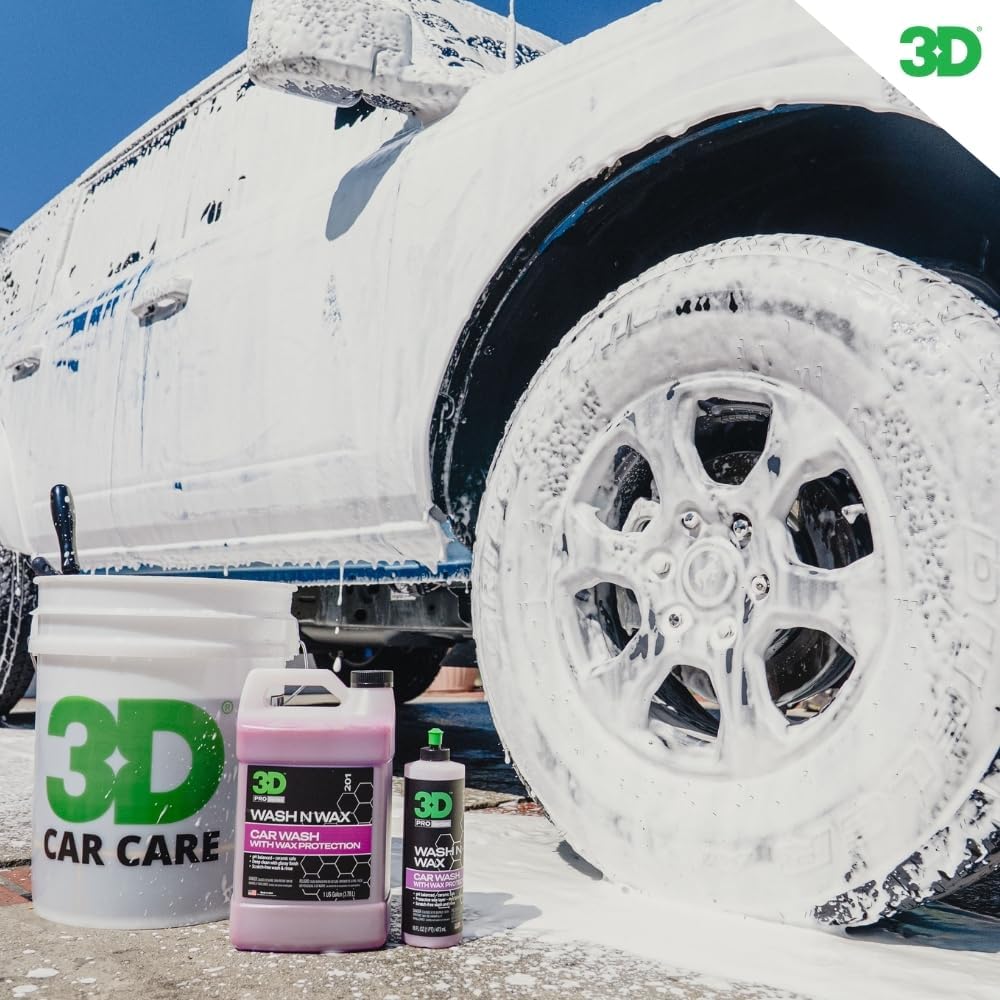 3D Wash N Wax Car Wash Soap - pH Balanced, Easy Rinse, Scratch Free Soap with Wax Protection - 1 Gallon