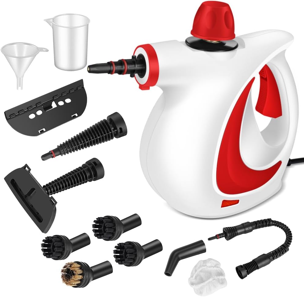 Handheld Pressurized Steam Cleaner with 12 pcs Accessories, Steamer for Cleaning, Steam Cleaner for Home Use, Steamer for Cleaning Car, Furniture, Floor, Upholstery, Grout and Tile, Deep Gray