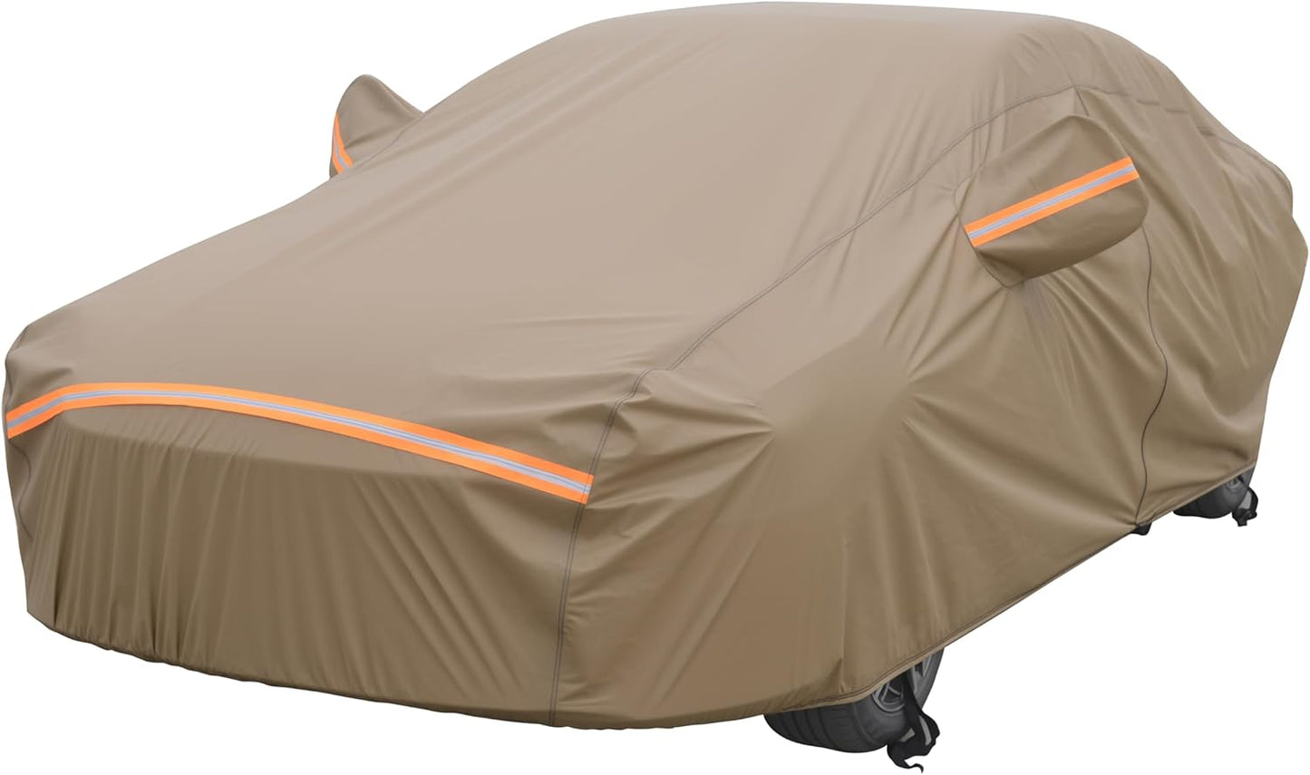 6 Layers Car Cover Waterproof All Weather Car Cover Waterproof All Weather, Outdoor Full Exterior Cover Rain Sun UV Snowproof Protection with Zipper Cotton for SUV (185-190inch)