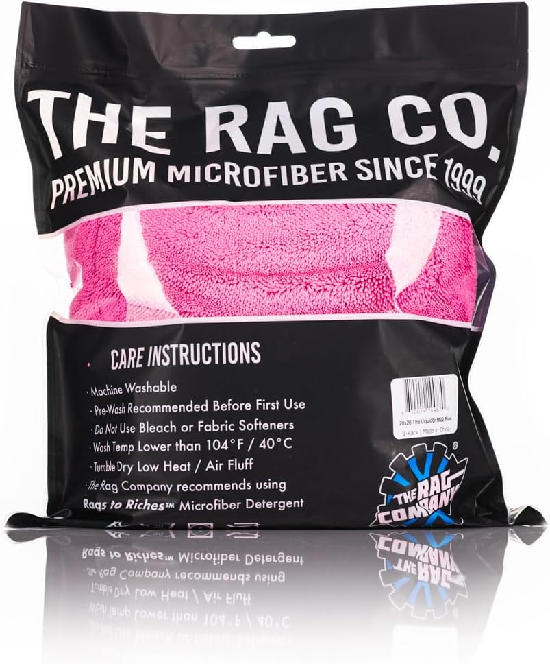 The Rag Company, The Liquid8r, Absorbent 70/30 Blend Microfiber Drying Towel for Cars, Trucks, and SUVs, Safe for Detailing, Scratch-Free, Twist Loop, 1100 GSM, 20x24 Inches, Aqua Blue/Grey