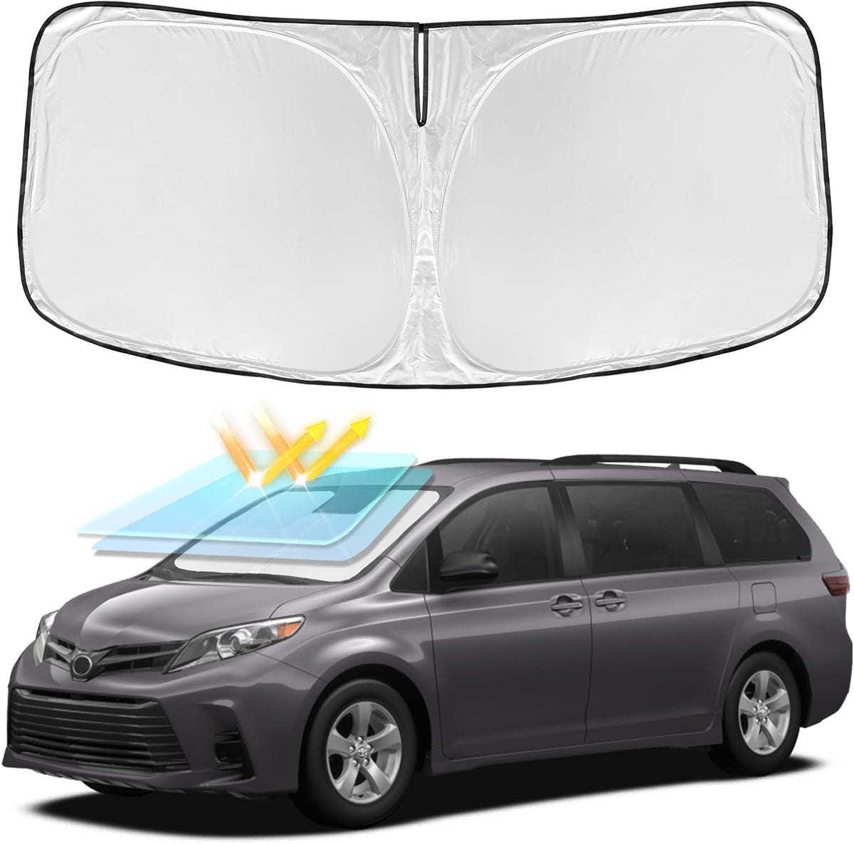for Toyota Tacoma 2016-2023 2024 2025 2026 Sun Shade Sunshade Windshield Cover - 4 Layers Front Window Shade Custom Fit Tacoma 2Dr 4Dr Pickup Sun Visor 240T Shade Blocks UV Rays Car Accessories - Colors B