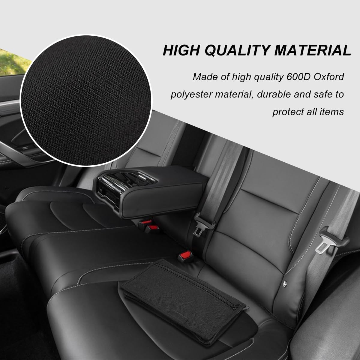 Car Registration Insurance Holder, Glove Box Compartment Organizer Owner Manual Zipped Case, Multipurpose Oxford Cloth Vehicle Document Holder for Essential Gadgets Cards