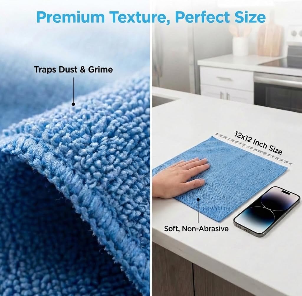 Microfiber Towels for Cars - 15.7" x 15.7" inches, Highly Absorbent Professional Grade Drying Towel Set for Superior Cleaning and Drying Performance - Car Drying & Kitchen Towel - Pack of 3