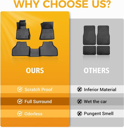 All Weather Floor Mats for 2016-2019 Chevy Cruze (No Fit 2016 Cruze Limited), Chevy Cruze Floor Mats, 1st and 2nd Maximum Coverage, 3D Waterproof TPE Rubber Protector Car Mats Full Set Liners