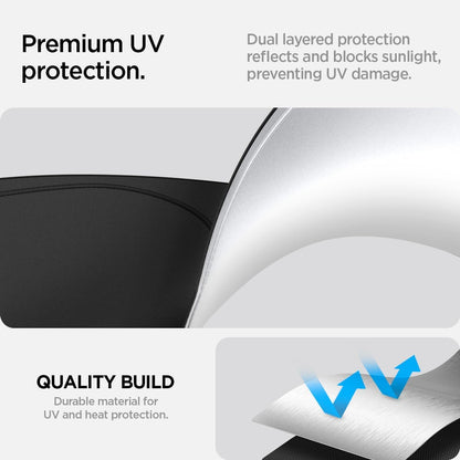 Spigen ZeroGap Windshield Sunshade for Tesla Model Y & 3, Maximum UV & Heat Protection, Dual Layer with Pocket | Car Accessories for Model Y Juniper, Model Y L, Model 3 Highland | Gift for Tesla Owner