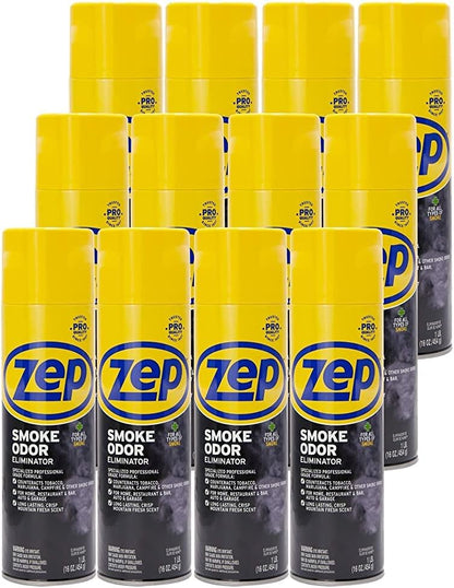 Zep Smoke Odor Eliminator Aerosol, Clear, 16 oz (Pack of 4) ZUSOE16 - Eliminate Cannabis (Marijuana) and Tobacco Odors