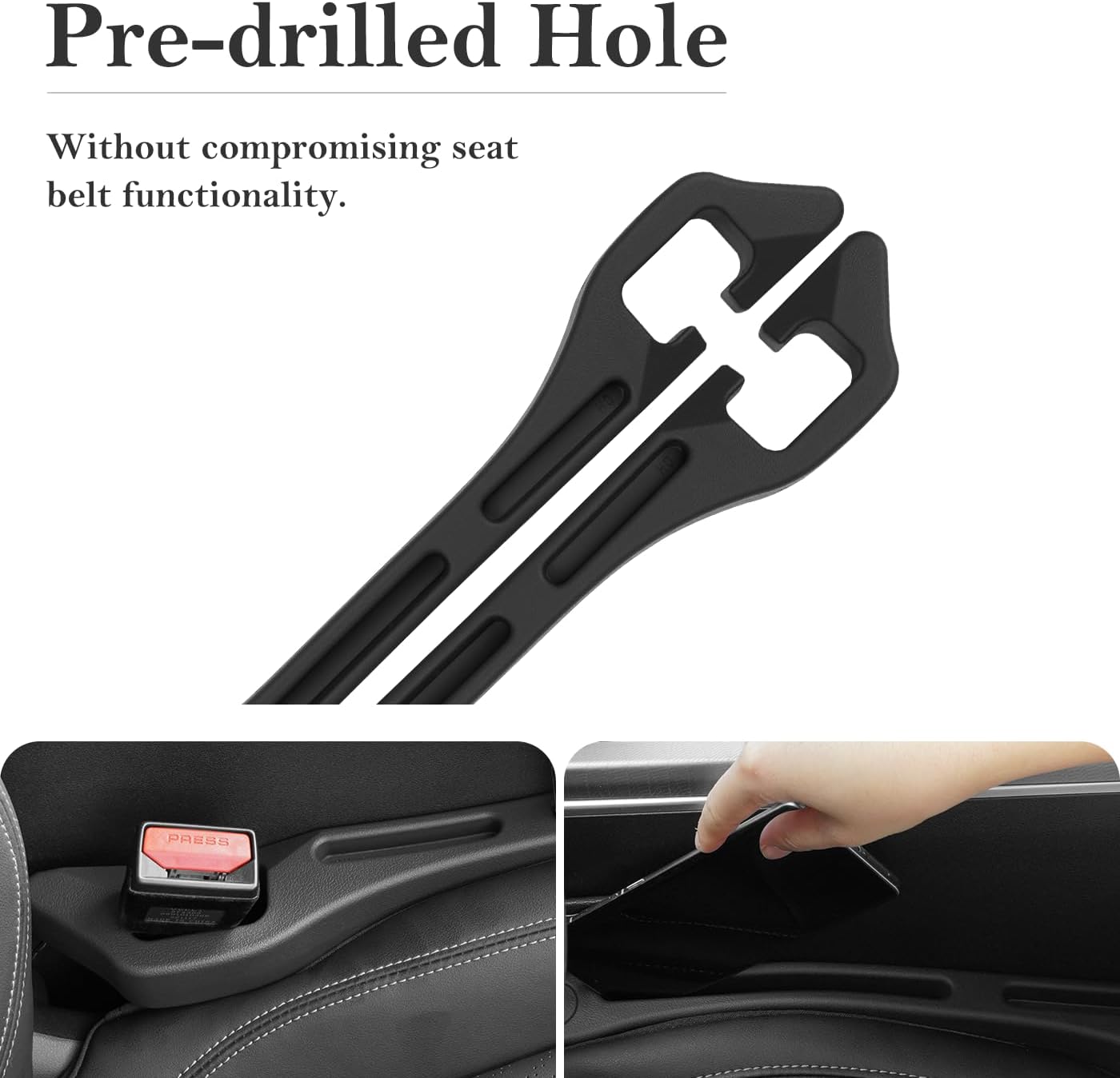 Car Seat Gap Filler 2-Pack, Universal Car Seat Gap Filler Organizer, Seat Gap Plug – Fills Gap Between Seat & Console, Drop-Proof Guard for Phones, Keys & Cards, Fits Cars, SUVs, Trucks, Black