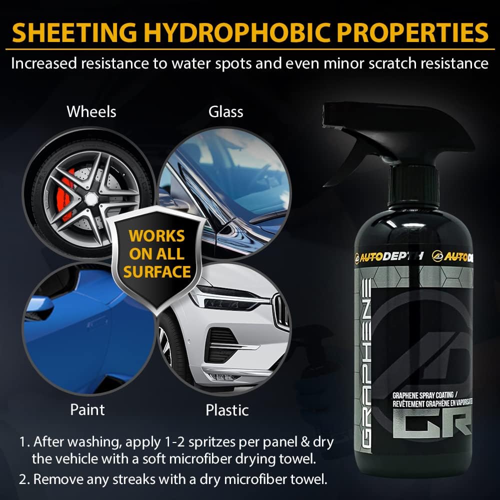 AutoDepth Graphene Ceramic Spray Coating, for Superior Protection & High Shine, Hydrophobic Car Coating Spray, for Car, Boat, Rv, Truck, Alloys, Lasts Upto 12 Months