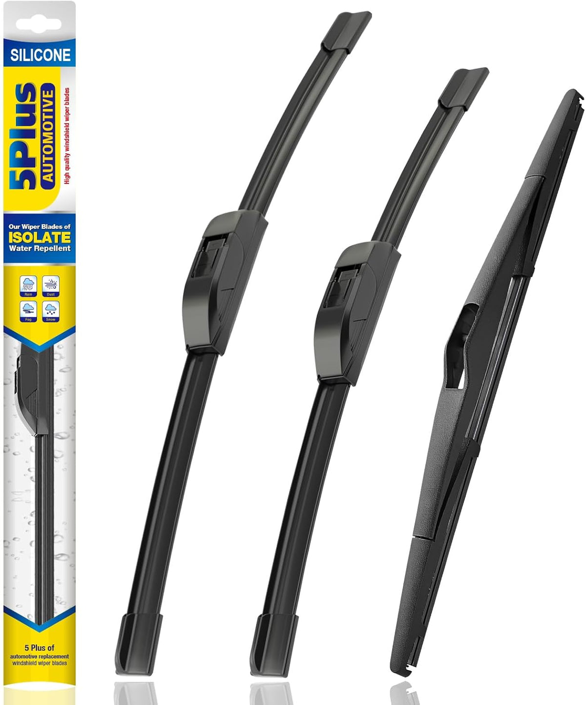 5 PLUS® Silicone Windshield Wipers Replacement for 2019-2024 Toyota RAV4/ 2006-2015 Mazda 5 Wiper Blades(Set of 3), Windshield Wiper Blades For My Car-26"/16"/12" - Colors B