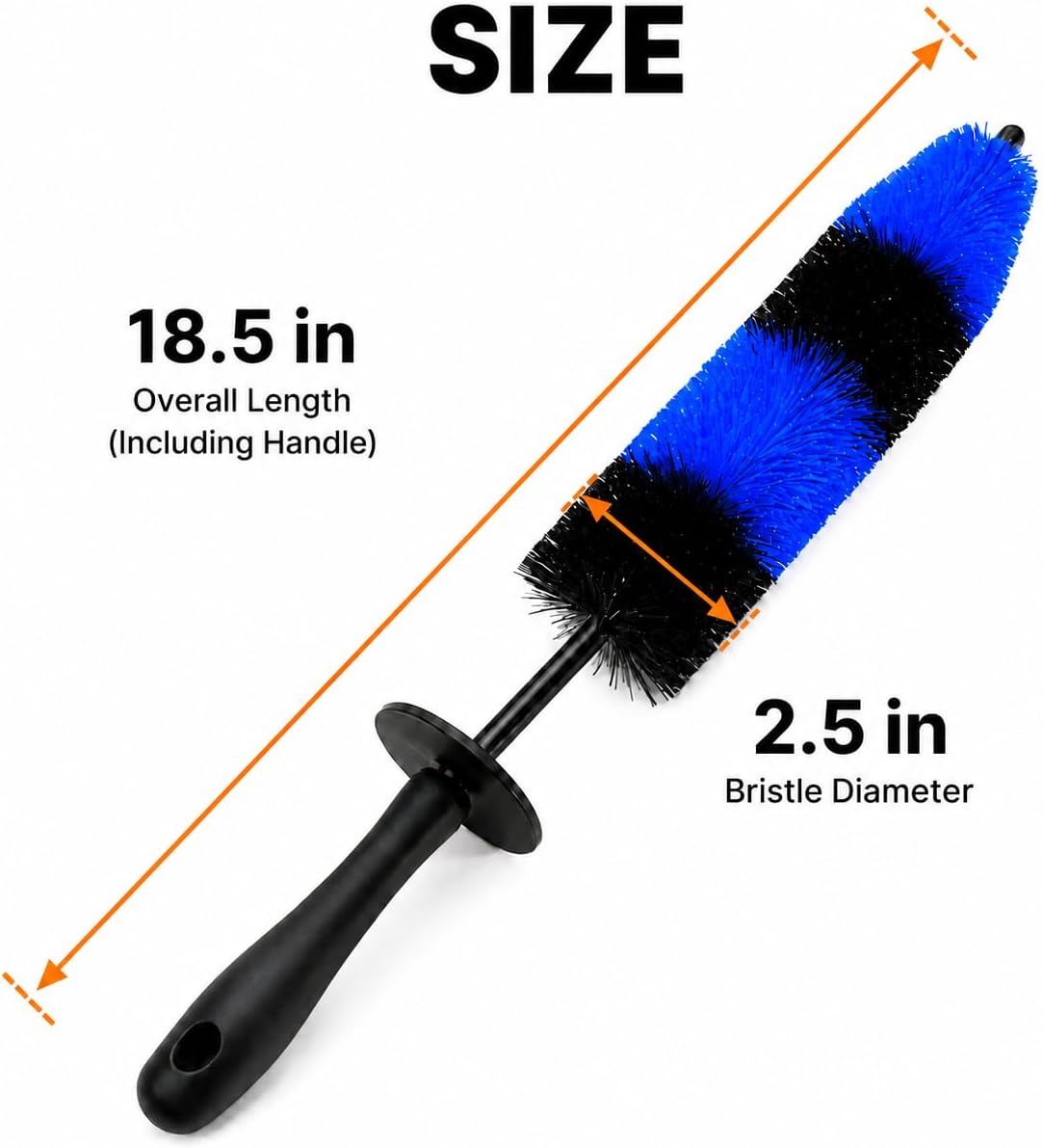 Wheel & Tire Brush, 18“ Soft Bristle Long Handle Wheel Cleaning Brush for Rims, Tires & Wheels, Scratch-Free Car Detailing Brush for Engine Bay, Exhaust Tips, Trucks & SUVs