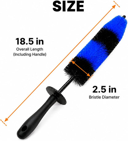 Wheel & Tire Brush, 18“ Soft Bristle Long Handle Wheel Cleaning Brush for Rims, Tires & Wheels, Scratch-Free Car Detailing Brush for Engine Bay, Exhaust Tips, Trucks & SUVs